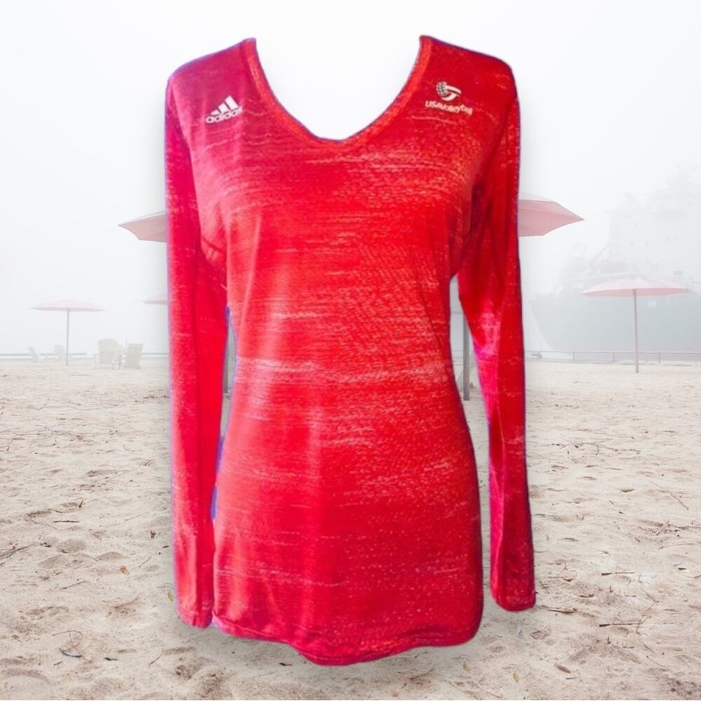 adidas USA Volleyball HILO Long Sleeve Volleyball Jersey EUC Workout Fitness Top